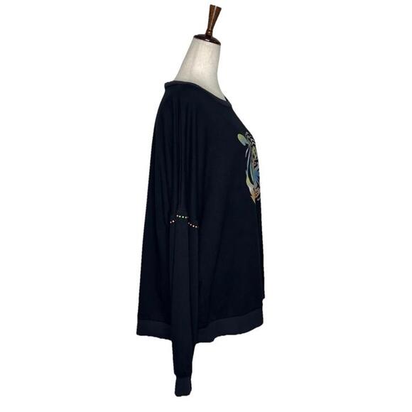 Lauren Moshi Black Tiger Graphic Sweatshirt Oversized Crewneck Rainbow Cozy XL - Picture 4 of 8